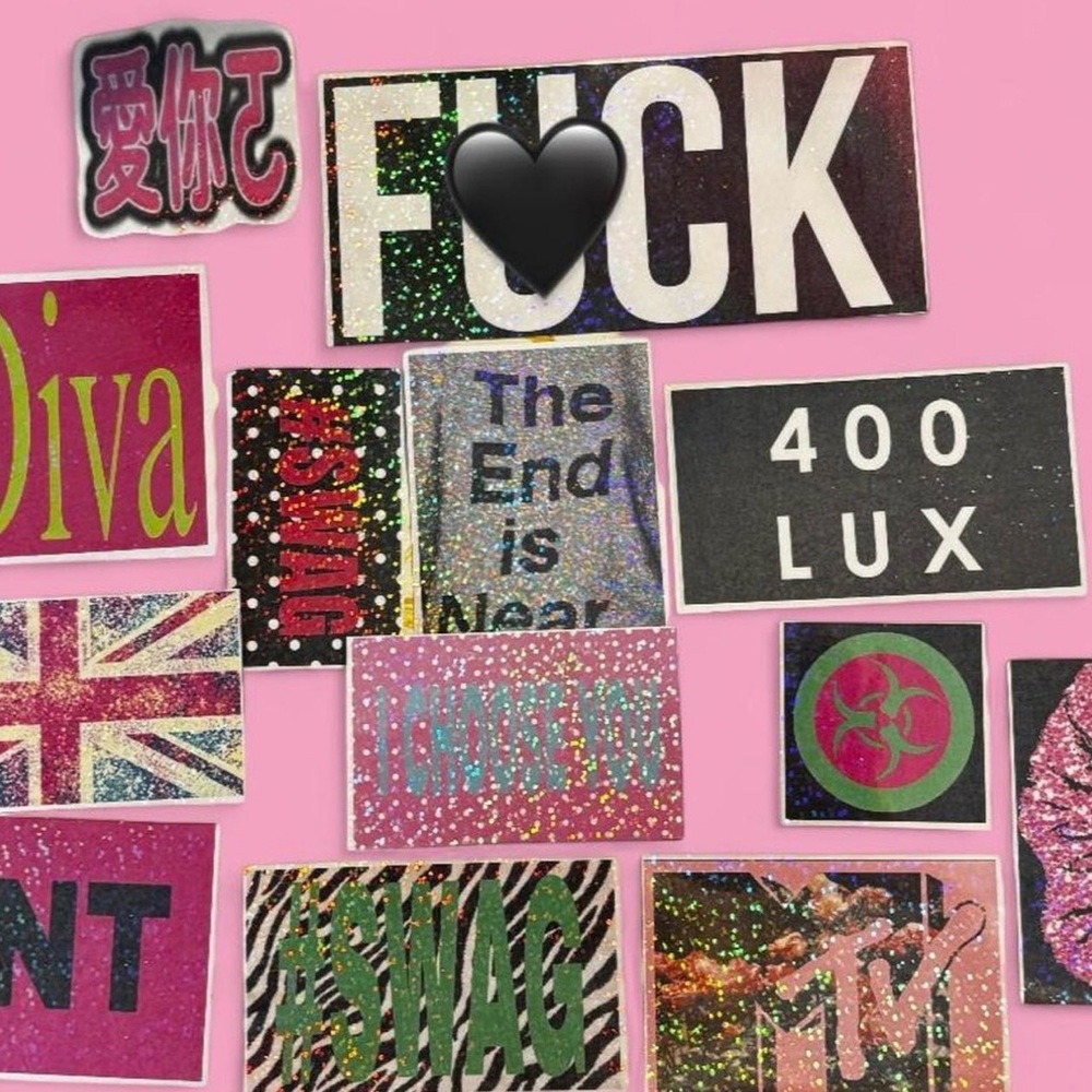 Handmade Y2K Glittery stickers pack!!